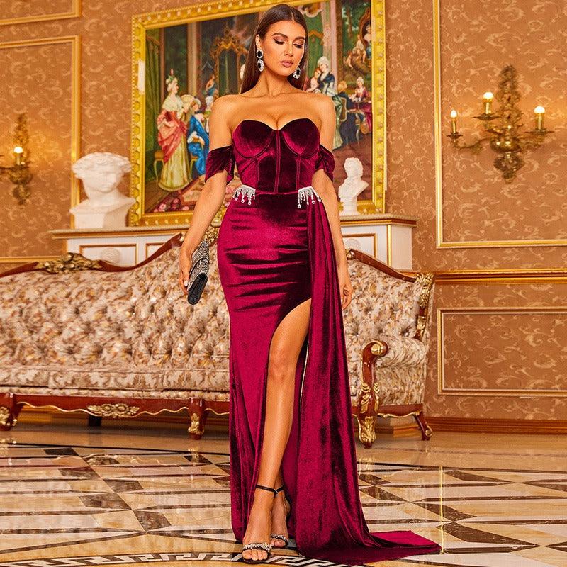 Lisbeth Off Shoulder Velvet Dress