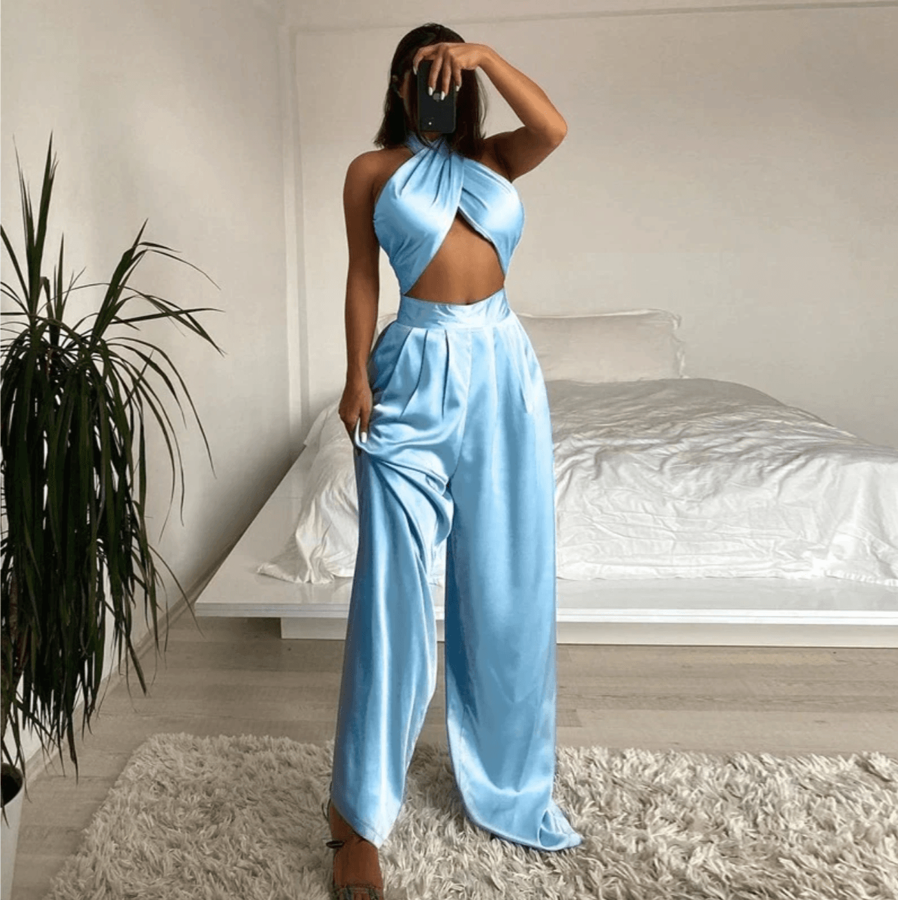 Claudette Satin Two Piece Set