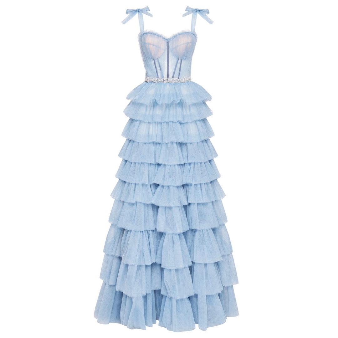 Tulle Frill-Layered Gown