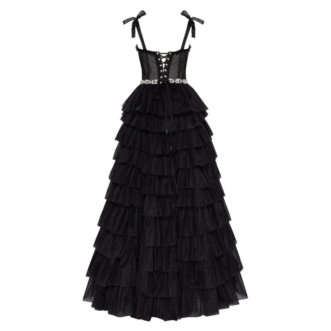 Tulle Frill-Layered Gown