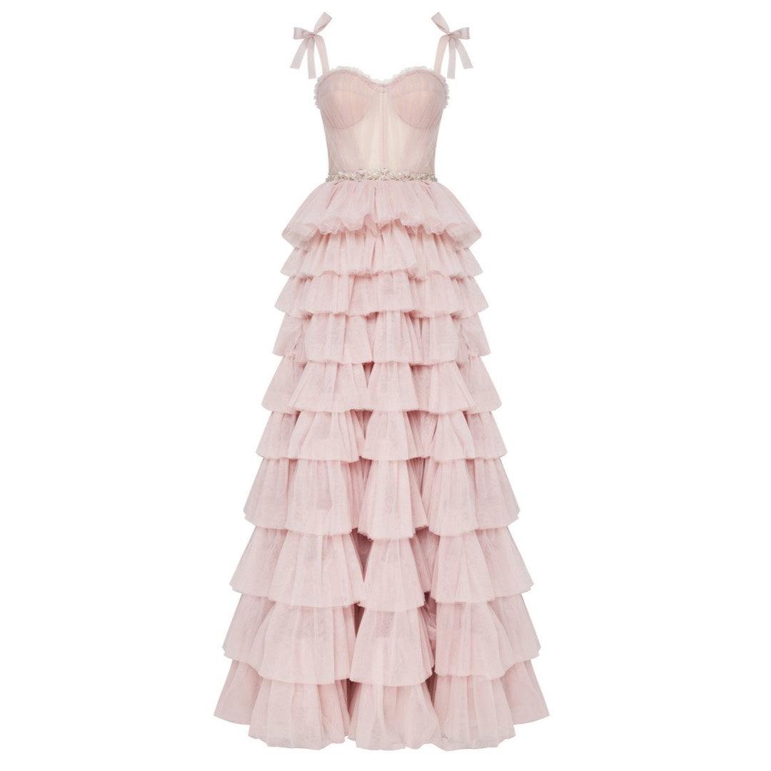 Tulle Frill-Layered Gown
