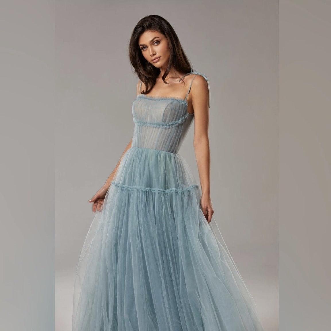 Elegant Tie-Straps Evening Maxi Dress