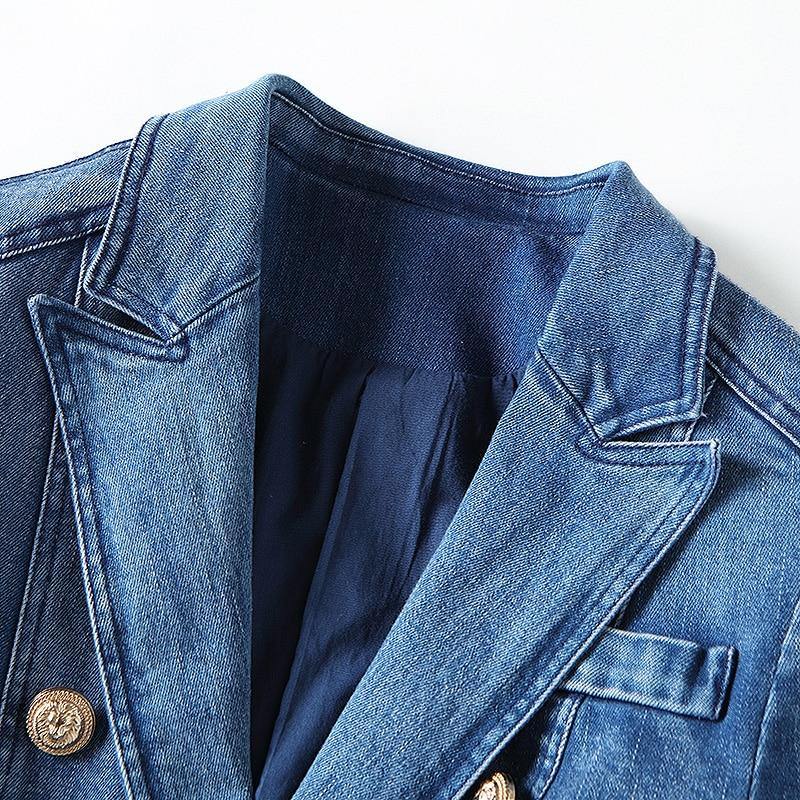 Double-Breasted Denim Blazer