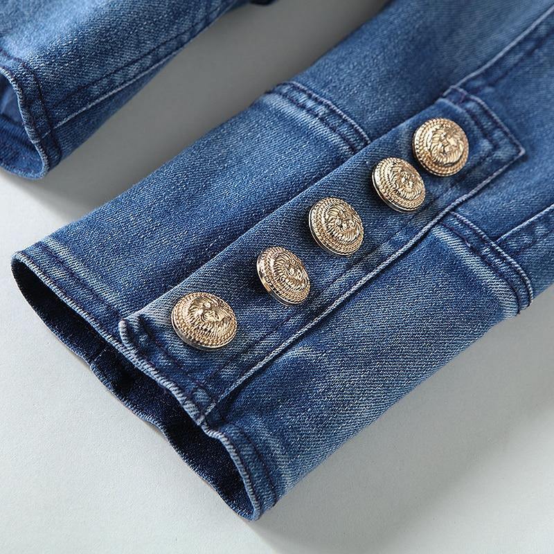 Double-Breasted Denim Blazer