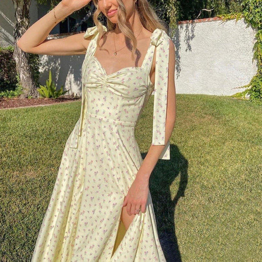 Fit and Flare Floral Tie Strap Midi Dress