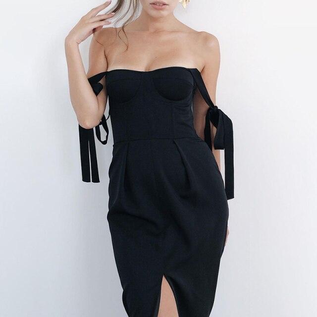 Slit A-Line Slim Tube Maxi Dress
