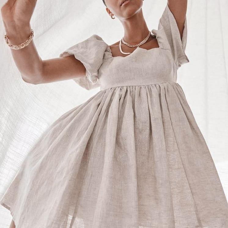 Vintage Square Collar Short Dress