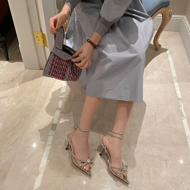 Butterfly-Knot Narrow Pointed Toe Sandals