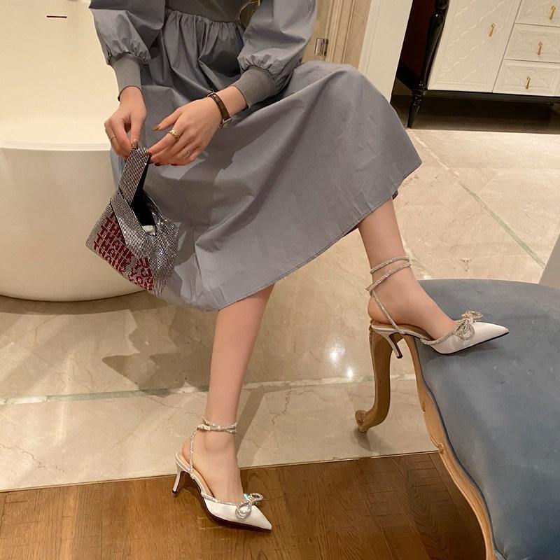 Butterfly-Knot Narrow Pointed Toe Sandals
