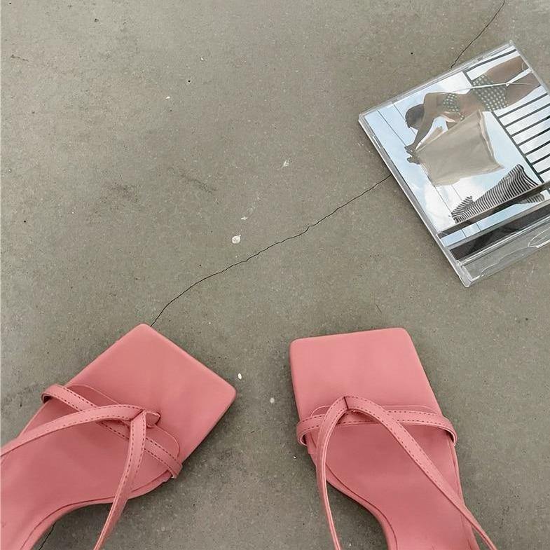 Square Toe High Heel Sandals