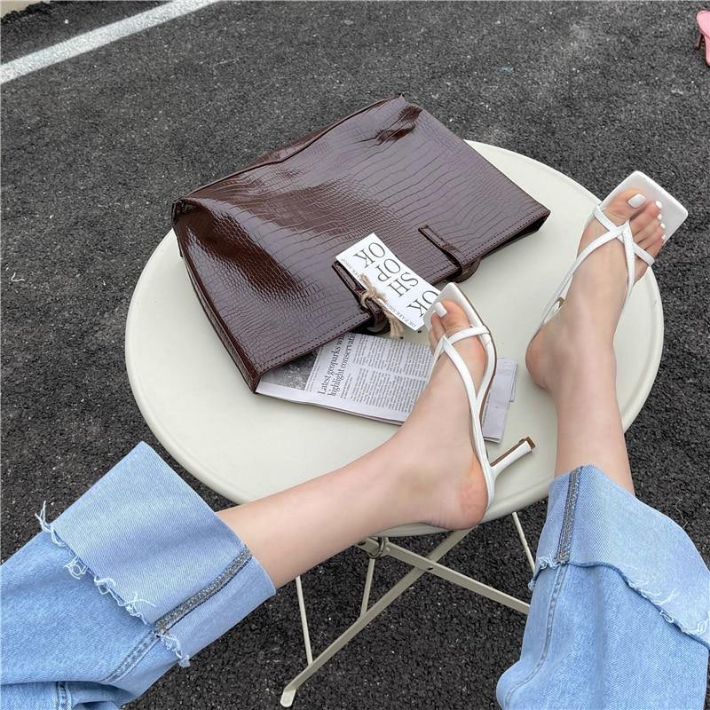 Square Toe High Heel Sandals