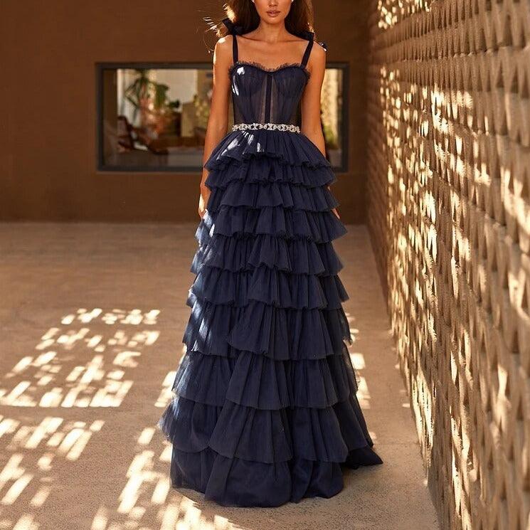Tulle Frill-Layered Gown