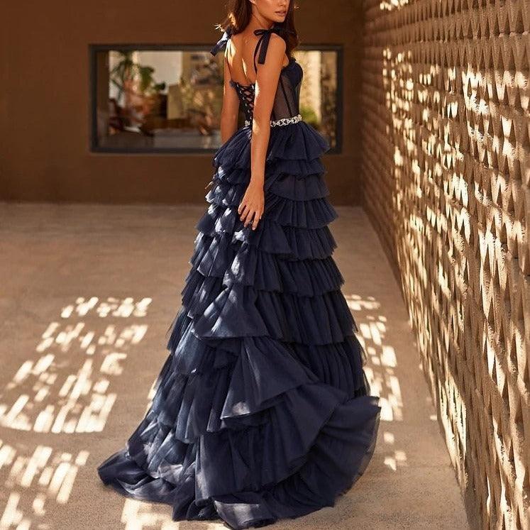 Tulle Frill-Layered Gown