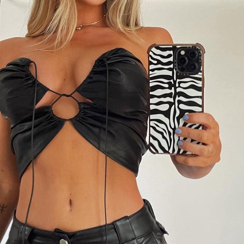 Sulie Faux Leather Crop Top