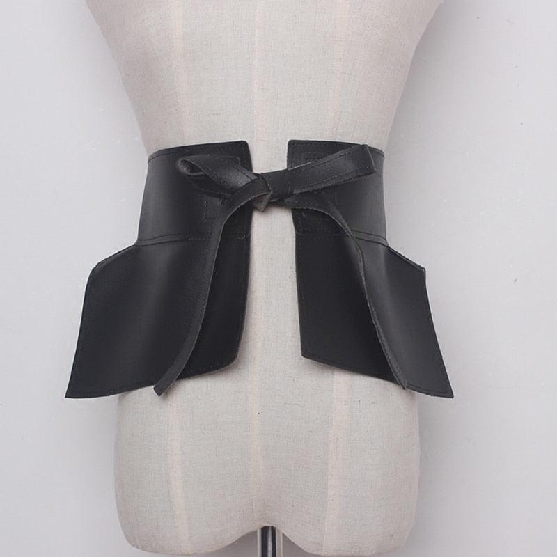 Faux Leather Bow Belt