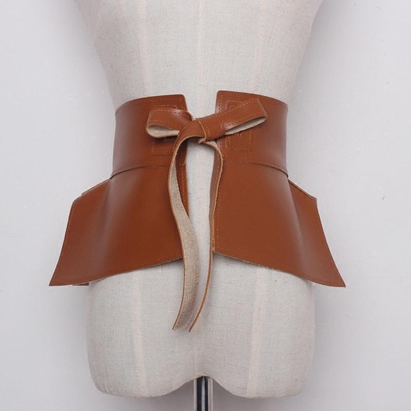 Faux Leather Bow Belt