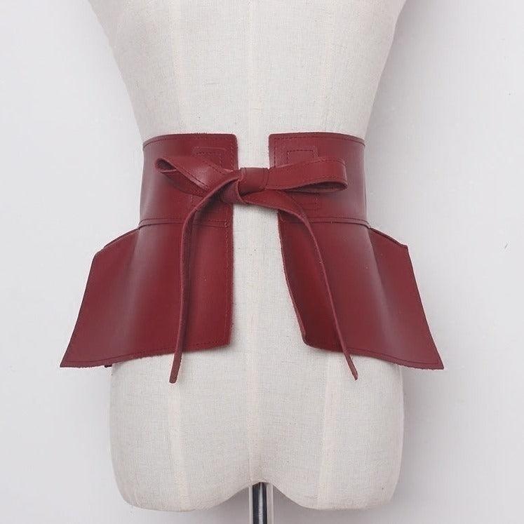 Faux Leather Bow Belt