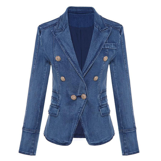 Double-Breasted Denim Blazer