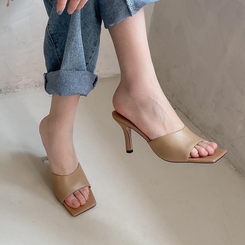 Vintage Square Toe High Heel Sandals