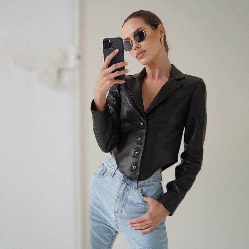 Priscilla PU Leather Crop Jacket